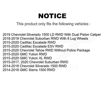 [Avant] Kit d'ensemble roulement de roue et moyeu pour Chevrolet Silverado 1500 GMC Sierra Tahoe Suburban Yukon Cadillac XL Escalade ESV LD RWD KBB-103895