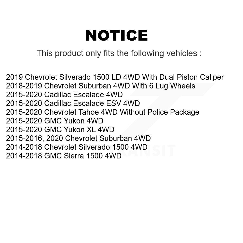 [Avant] Kit d'ensemble roulement de roue et moyeu pour Chevrolet Silverado 1500 GMC Sierra Tahoe Cadillac Suburban Yukon XL Escalade XTS ESV LD KBB-103897