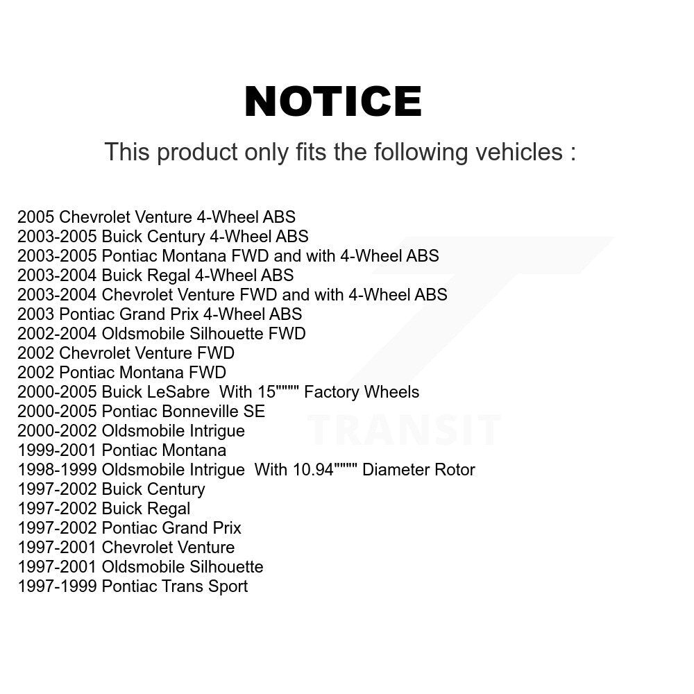 [Avant] Kit d'ensemble roulement de roue et moyeu pour Buick LeSabre Century Pontiac Grand Prix Chevrolet Venture Regal Oldsmobile Montana Bonneville Intrigue Silhouette Trans Sport KBB-104440