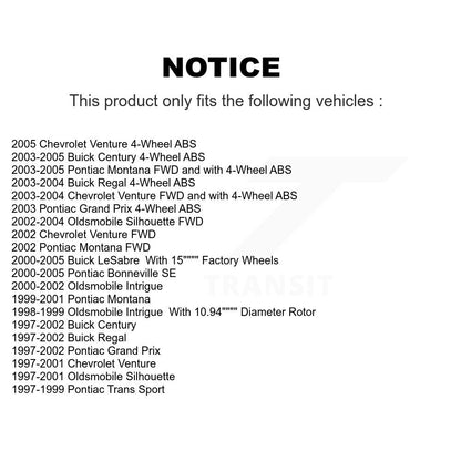 [Avant] Kit d'ensemble roulement de roue et moyeu pour Buick LeSabre Century Pontiac Grand Prix Chevrolet Venture Regal Oldsmobile Montana Bonneville Intrigue Silhouette Trans Sport KBB-104440