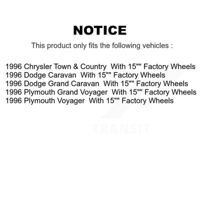 [Avant] Kit d'ensemble roulement de roue et moyeu pour 1996 Dodge Grand Caravan Plymouth Chrysler Town & Country Voyager 15" Factory Wheels KBB-104965