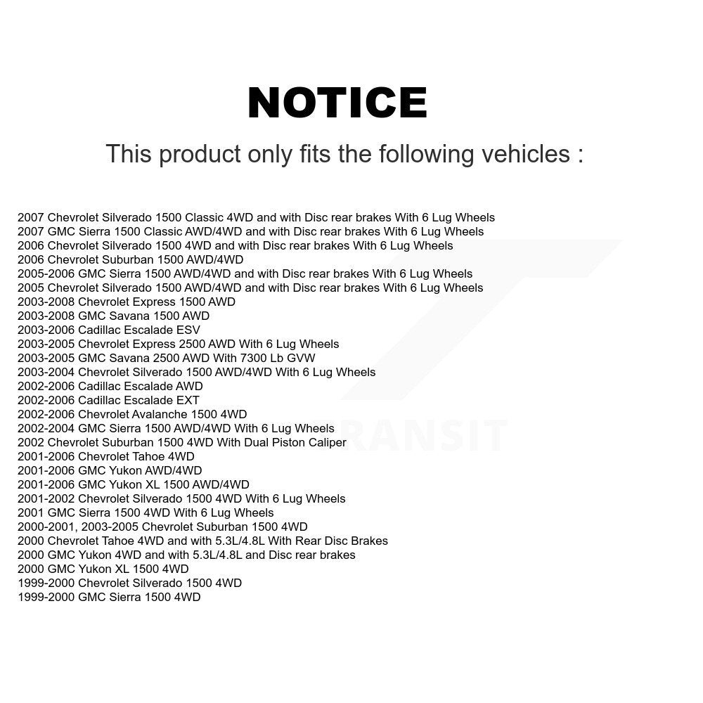 [Avant] Kit d'ensemble roulement de roue et moyeu pour Chevrolet Silverado 1500 GMC Tahoe Sierra Suburban Yukon Avalanche XL Cadillac Escalade Express 2500 Classic ESV EXT Savana KBB-105313