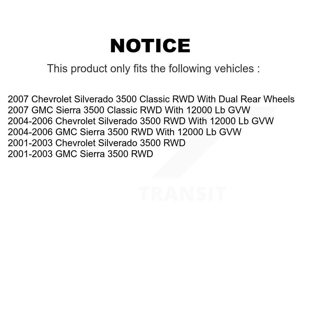 [Avant] Kit d'ensemble roulement de roue et moyeu pour Chevrolet Silverado 3500 GMC Sierra Classic RWD KBB-105379