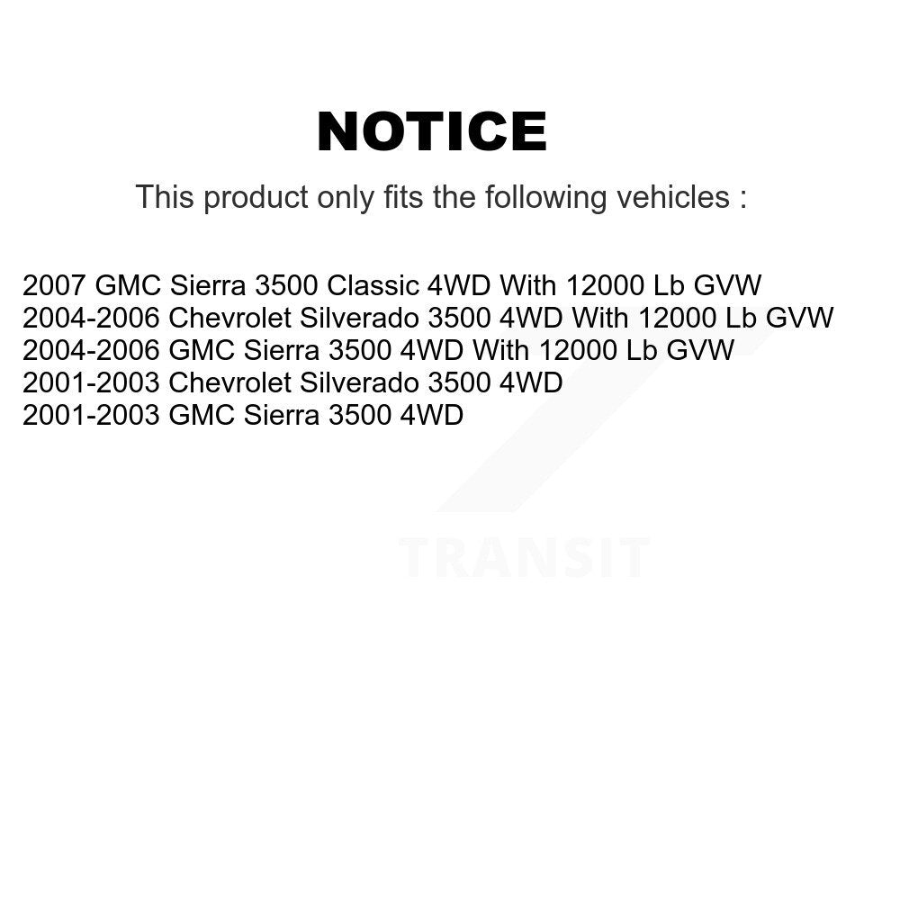[Avant] Kit d'ensemble roulement de roue et moyeu pour Chevrolet Silverado 3500 GMC Sierra Classic 4WD KBB-105380