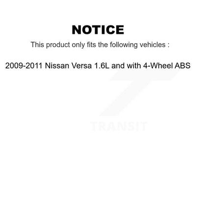 [Avant] Kit d'ensemble roulement de roue et moyeu pour 2009-2011 Nissan Versa 1.6L avec 4-Wheel ABS KBB-105846