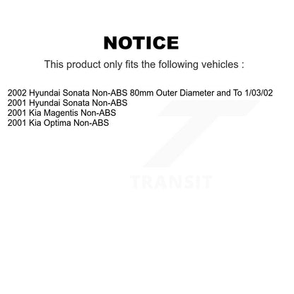 [Avant + Arrière] Kit de Roulement de roue pour Hyundai Sonata Kia Optima Magentis Non-ABS KBB-106187
