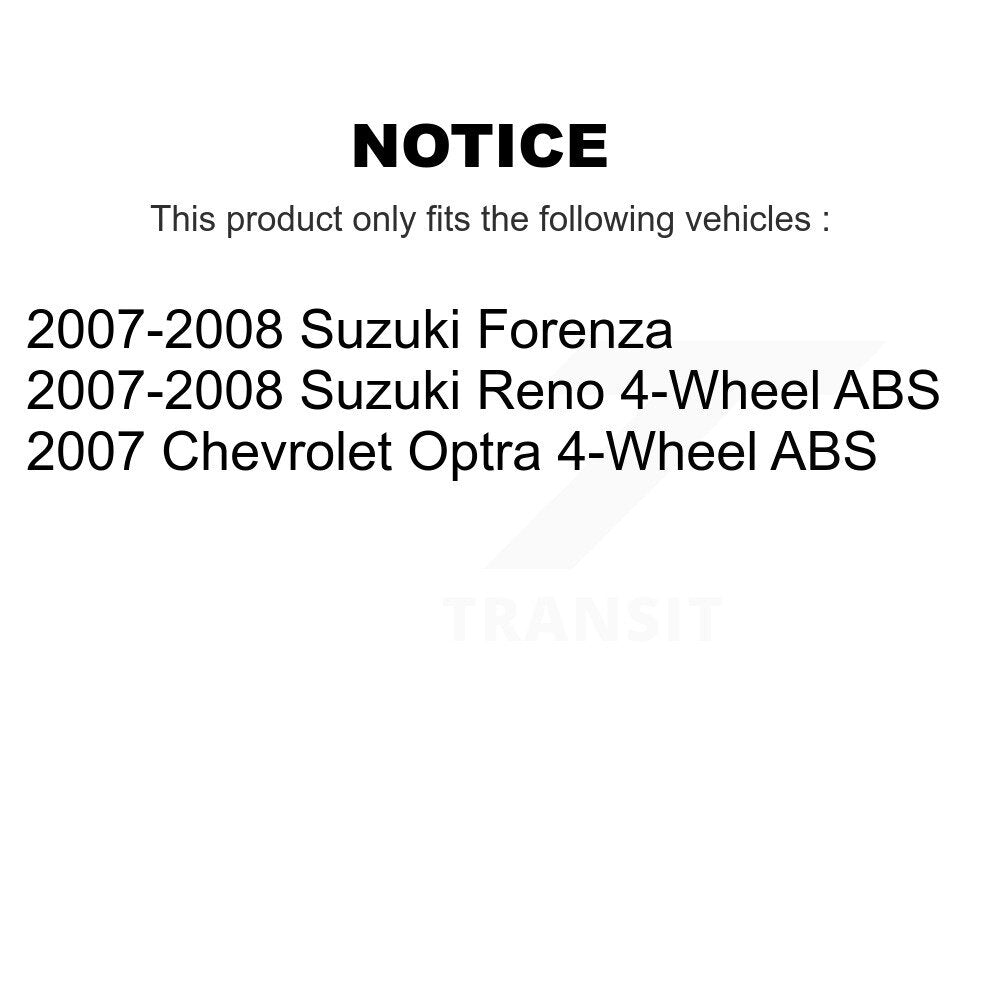 [Avant + Arrière] Kit de Roulement de roue pour Suzuki Forenza Reno Chevrolet Optra KBB-106241