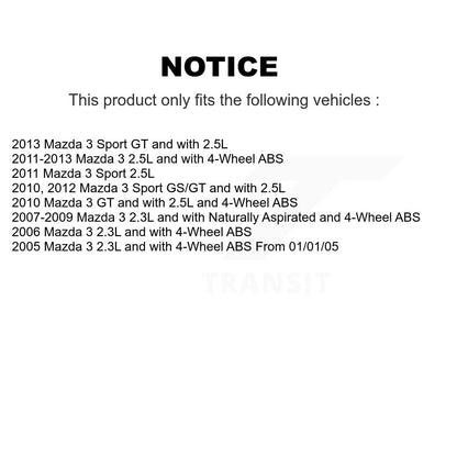 [Avant + Arrière] Kit de Roulement de roue pour Mazda 3 Sport KBB-106277