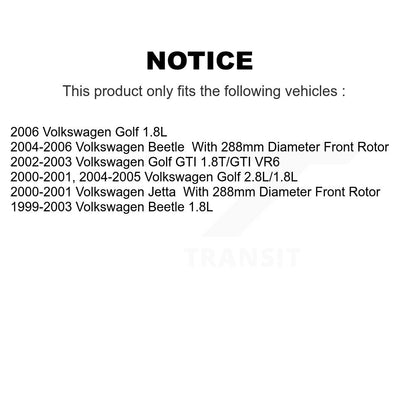[Avant + Arrière] Kit de Roulement de roue pour Volkswagen Beetle Golf Jetta KBB-106517