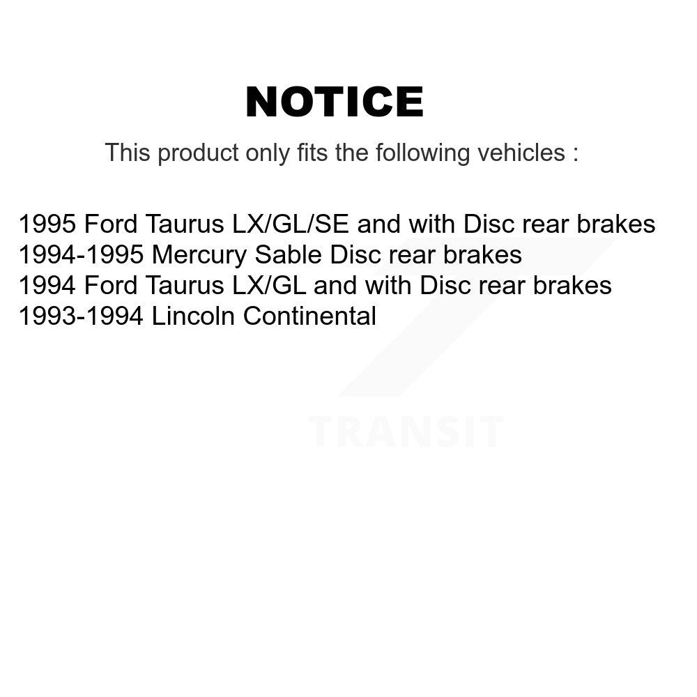 [Avant + Arrière] Kit de Roulement de roue pour Ford Taurus Mercury Sable Lincoln Continental KBB-106527