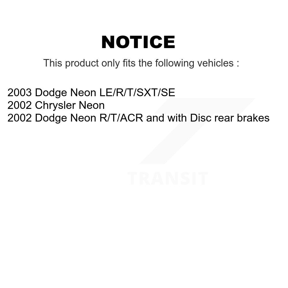 [Avant + Arrière] Kit de Roulement de roue pour Dodge Neon Chrysler KBB-106530