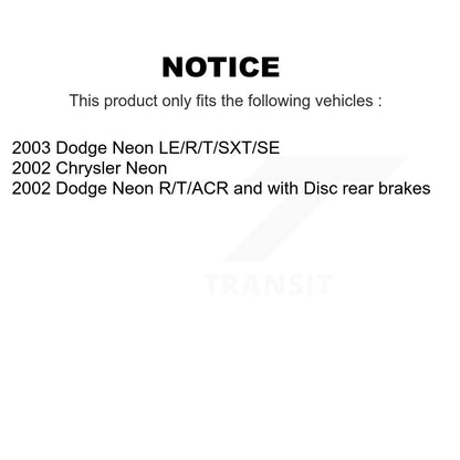 [Avant + Arrière] Kit de Roulement de roue pour Dodge Neon Chrysler KBB-106530