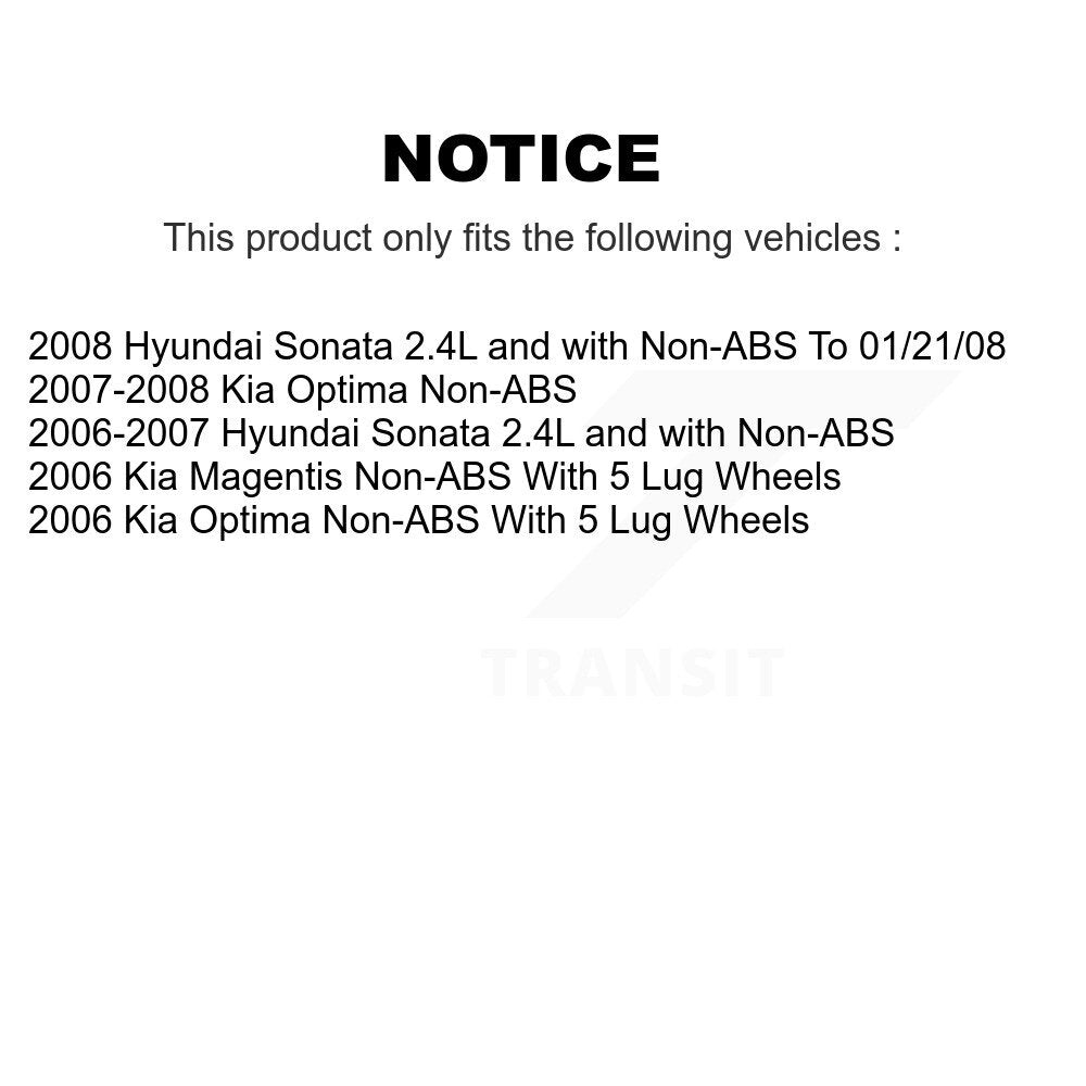 [Avant + Arrière] Kit de Roulement de roue pour Kia Optima Magentis KBB-106609