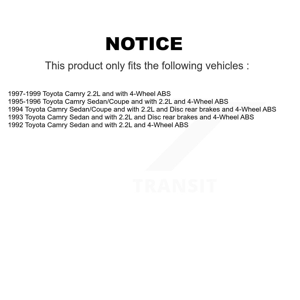 [Avant + Arrière] Kit de Roulement de roue pour 1997-1999 Toyota Camry 2.2L avec 4-Wheel ABS KBB-106638