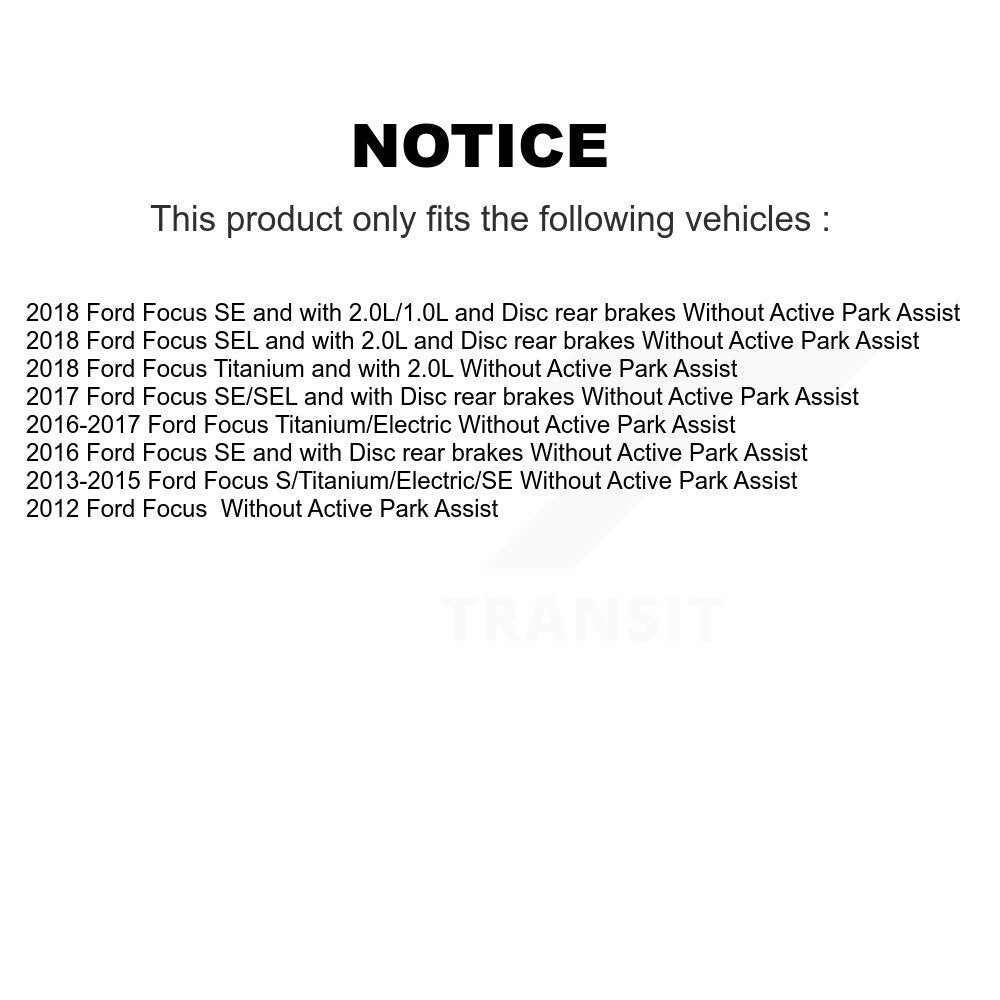 [Avant + Arrière] Kit de Roulement de roue pour Ford Focus sans Active Park Assist KBB-106787