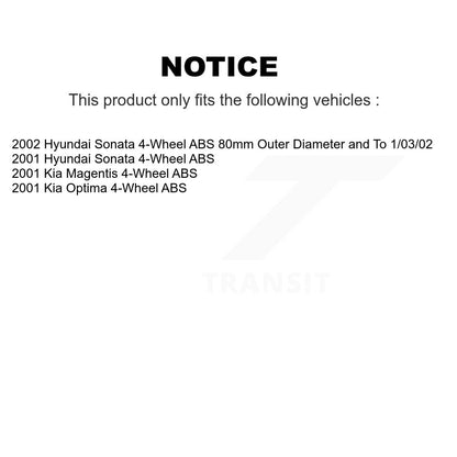 [Avant + Arrière] Kit de Roulement de roue pour Hyundai Sonata Kia Optima Magentis 4-Wheel ABS KBB-106974