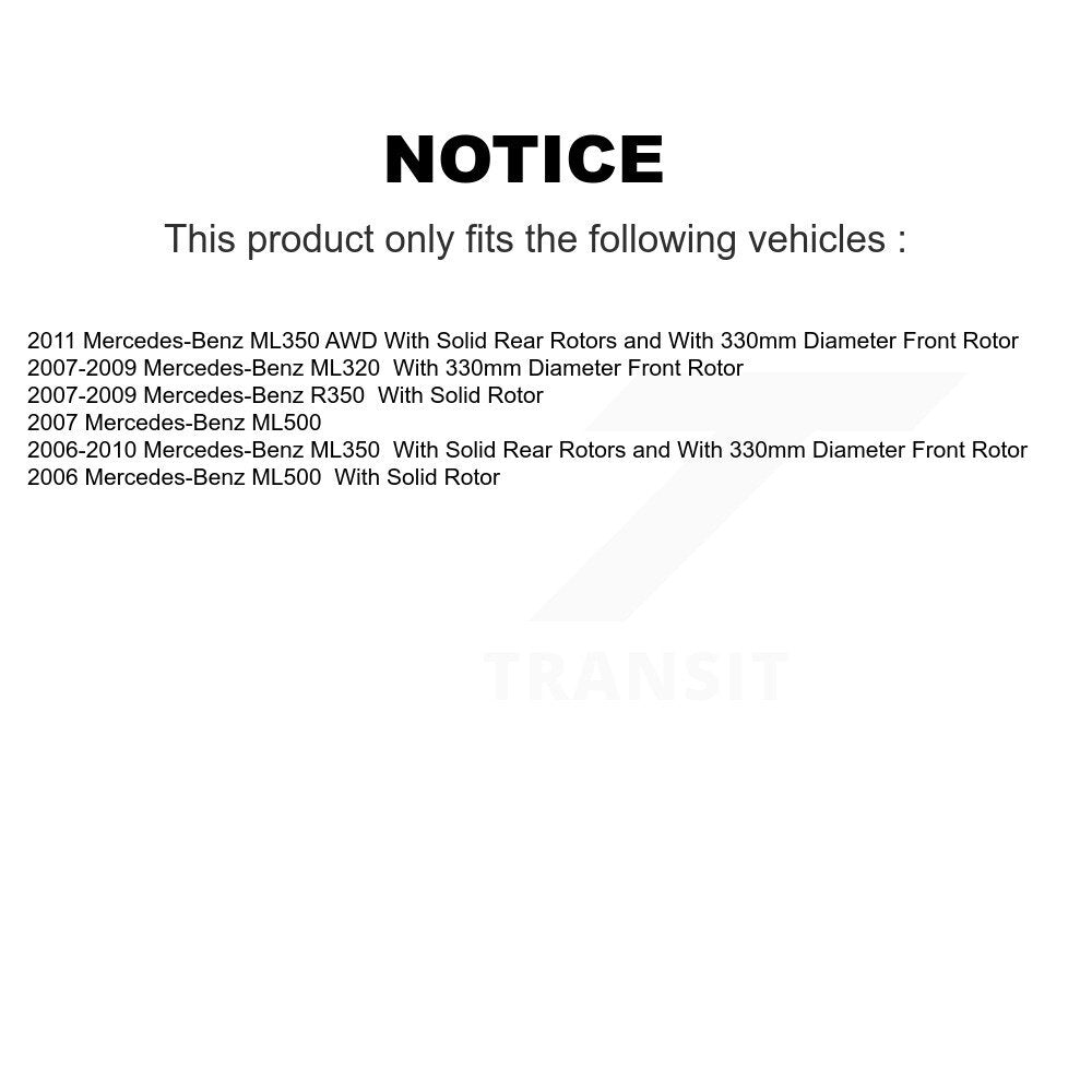 [Avant + Arrière] Kit de Roulement de roue pour Mercedes-Benz ML350 R350 ML500 ML320 KBB-107305