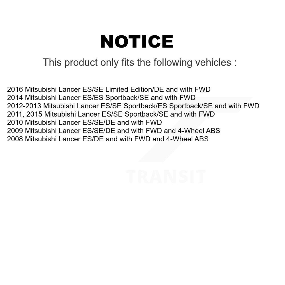 [Avant + Arrière] Kit de Roulement de roue pour Mitsubishi Lancer KBB-107355