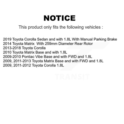 [Avant + Arrière] Kit de Roulement de roue pour Toyota Corolla Matrix Pontiac Vibe KBB-107359