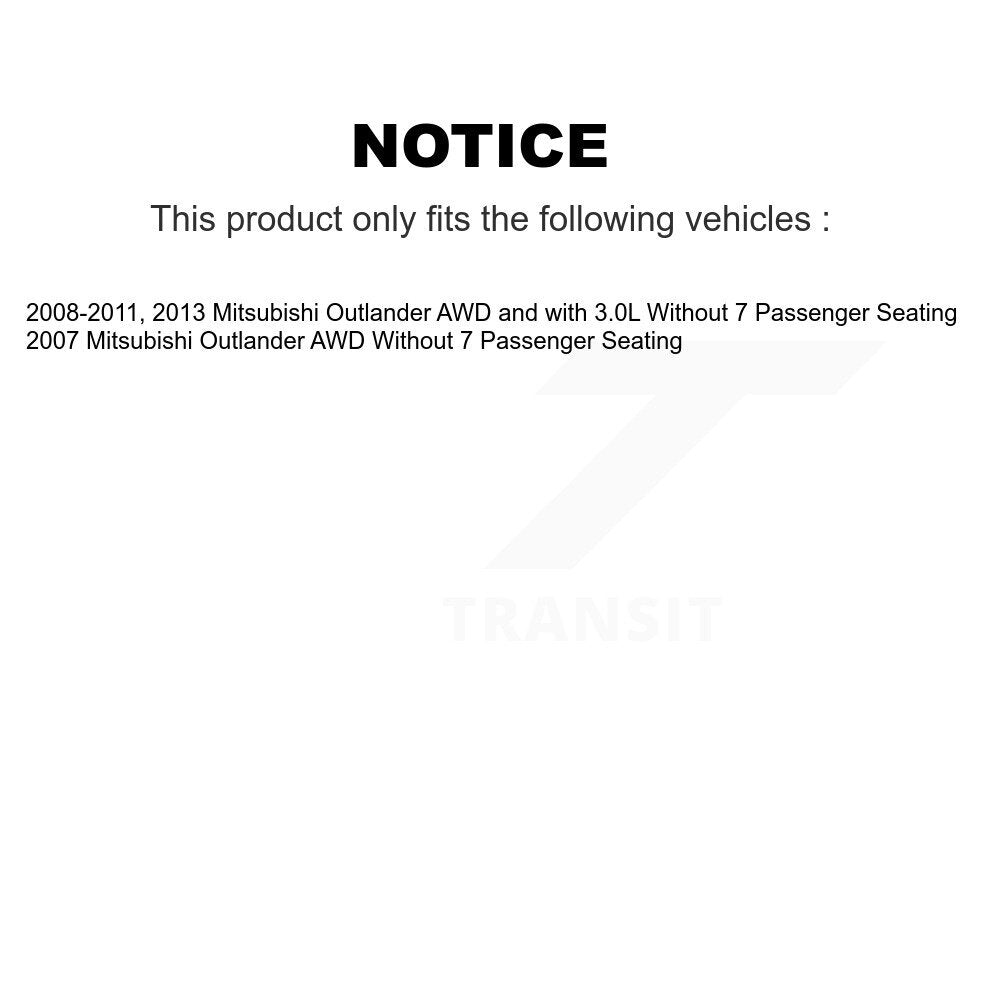 [Avant + Arrière] Kit de Roulement de roue pour Mitsubishi Outlander sans 7 Passenger Seating KBB-107540