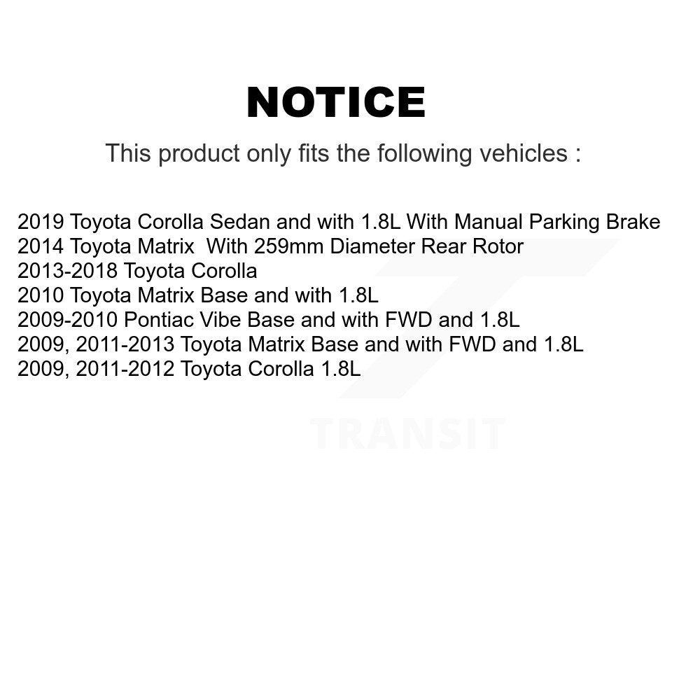 [Avant + Arrière] Kit de Roulement de roue pour Toyota Corolla Matrix Pontiac Vibe KBB-107776