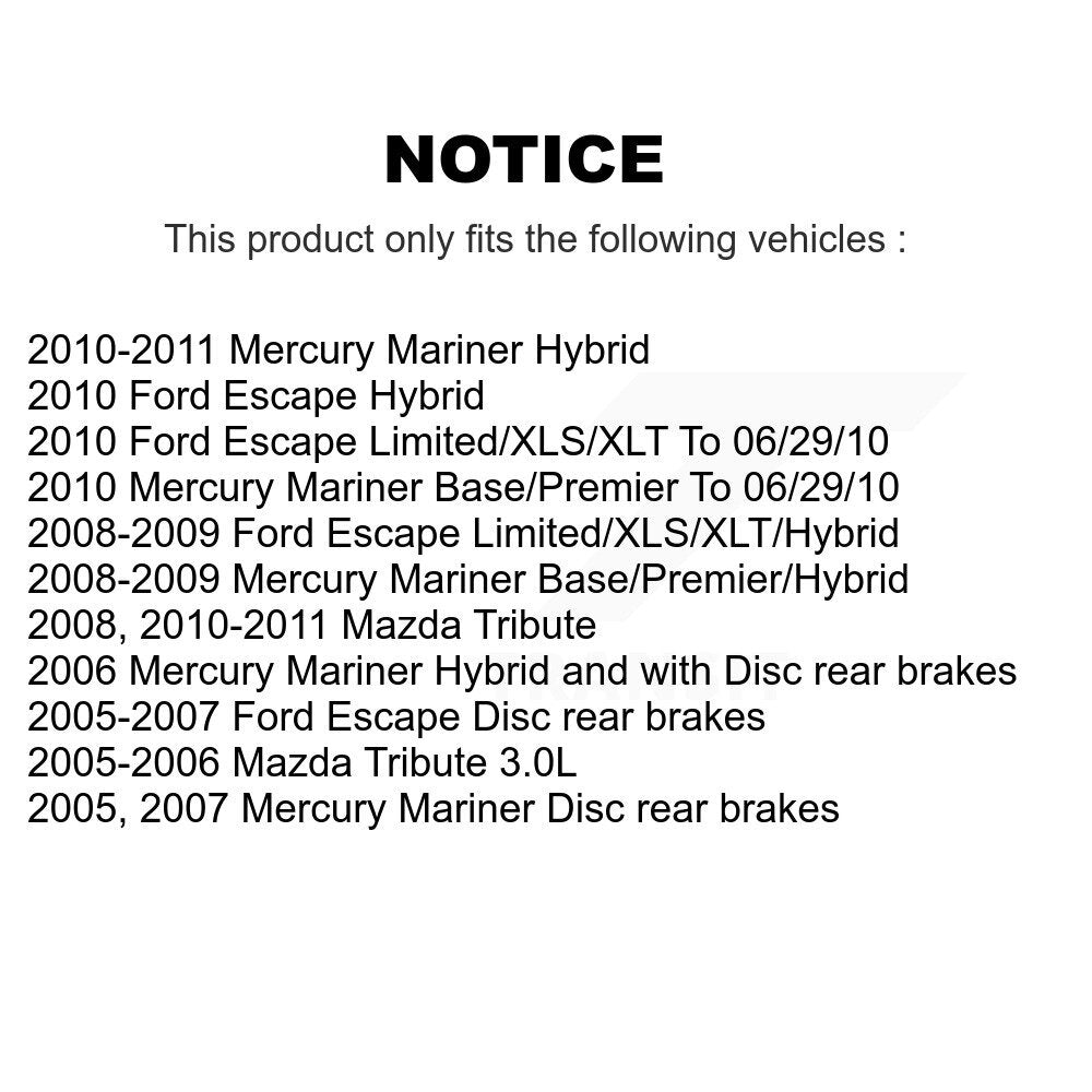 [Avant + Arrière] Kit de Roulement de roue pour Ford Escape Mercury Mariner Mazda Tribute KBB-107918
