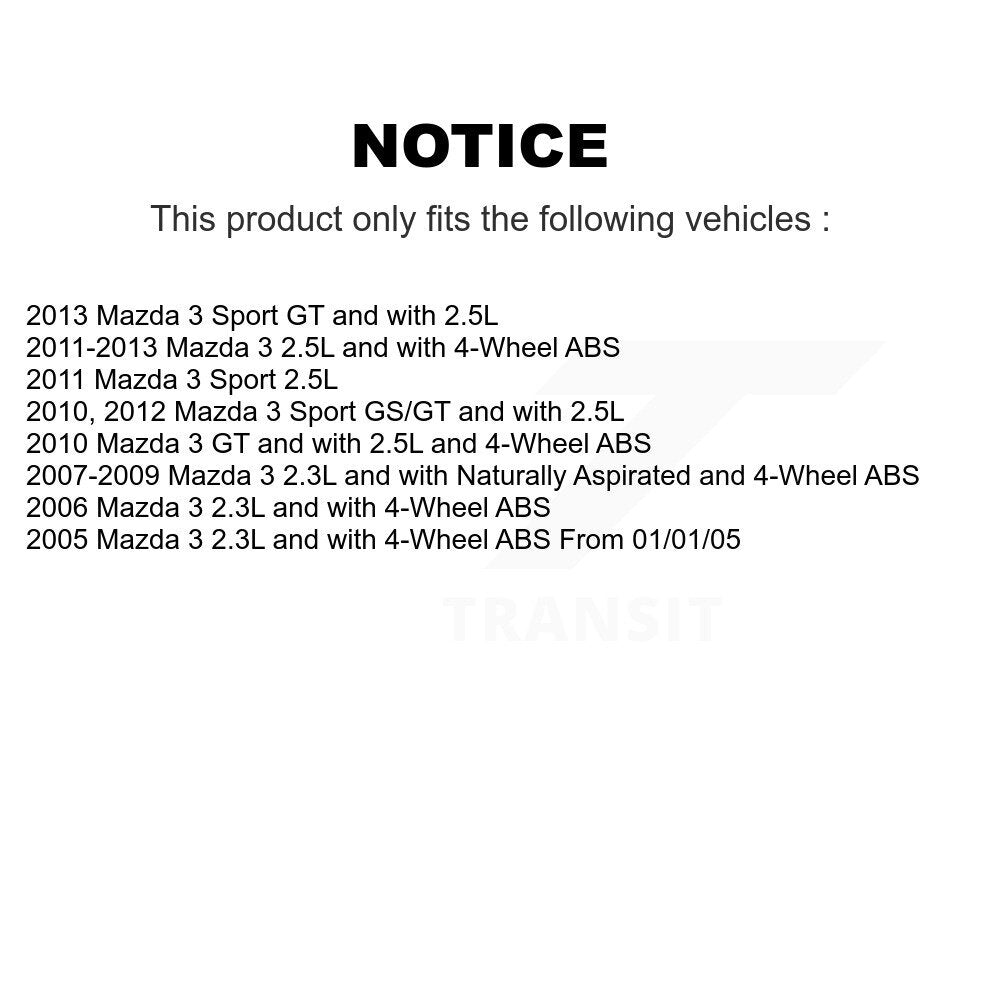 [Avant + Arrière] Kit de Roulement de roue pour Mazda 3 Sport KBB-108093