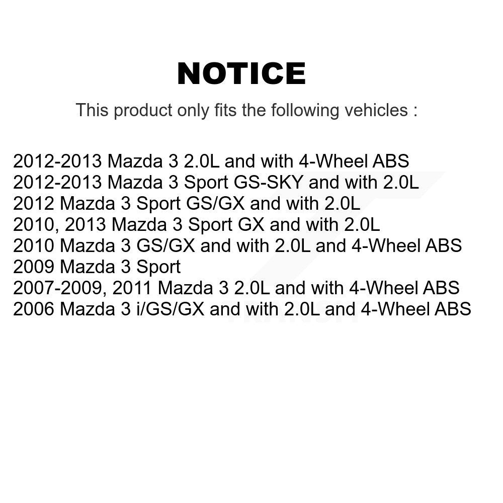 [Avant + Arrière] Kit de Roulement de roue pour Mazda 3 Sport KBB-108096