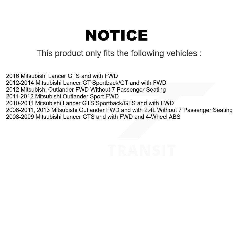 [Avant + Arrière] Kit de Roulement de roue pour Mitsubishi Lancer Outlander Sport KBB-108125