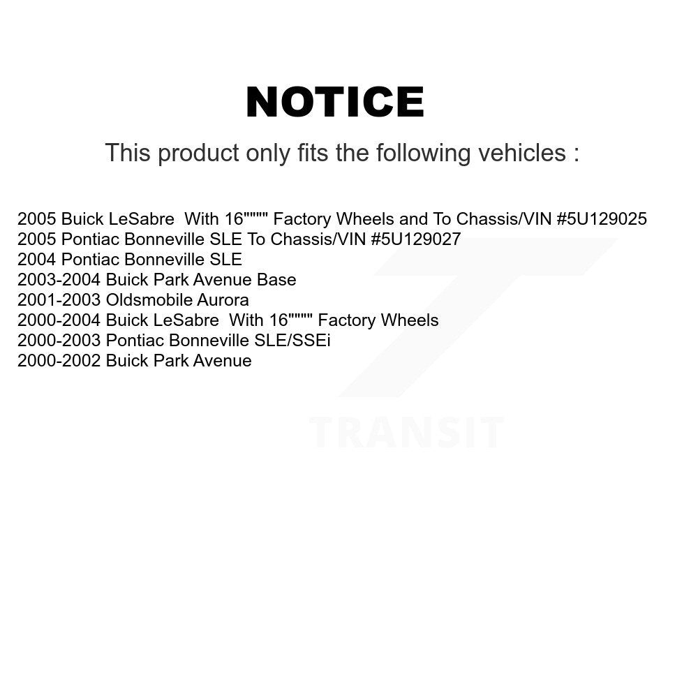 [Avant + Arrière] Kit d'ensemble roulement de roue et moyeu pour Buick LeSabre Park Avenue Pontiac Bonneville Oldsmobile Aurora KBB-108748