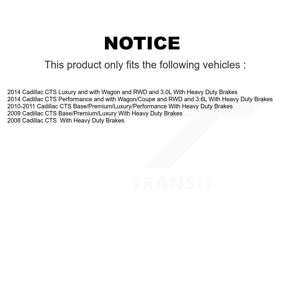 [Avant + Arrière] Kit d'ensemble roulement de roue et moyeu pour Cadillac CTS avec Heavy Duty Brakes KBB-109118