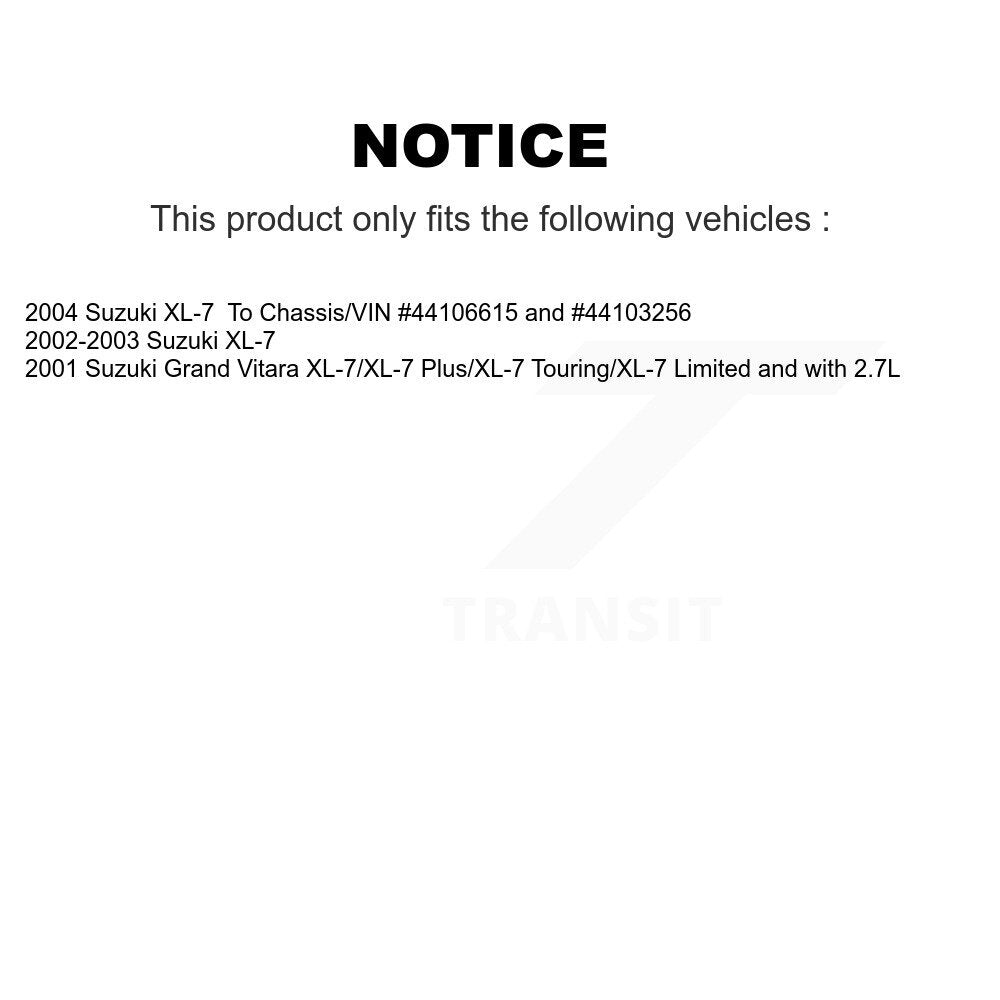 [Avant + Arrière] Kit d'ensemble roulement de roue et moyeu pour Suzuki XL-7 Grand Vitara KBB-109357