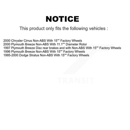 [Avant + Arrière] Kit d'ensemble roulement de roue et moyeu pour Dodge Stratus Chrysler Cirrus Plymouth Breeze KBB-109475