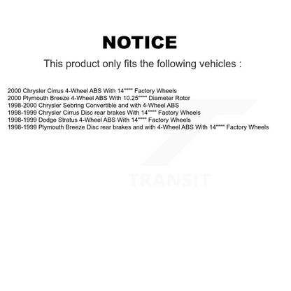 [Avant + Arrière] Kit d'ensemble roulement de roue et moyeu pour Chrysler Sebring Cirrus Dodge Stratus Plymouth Breeze KBB-109495