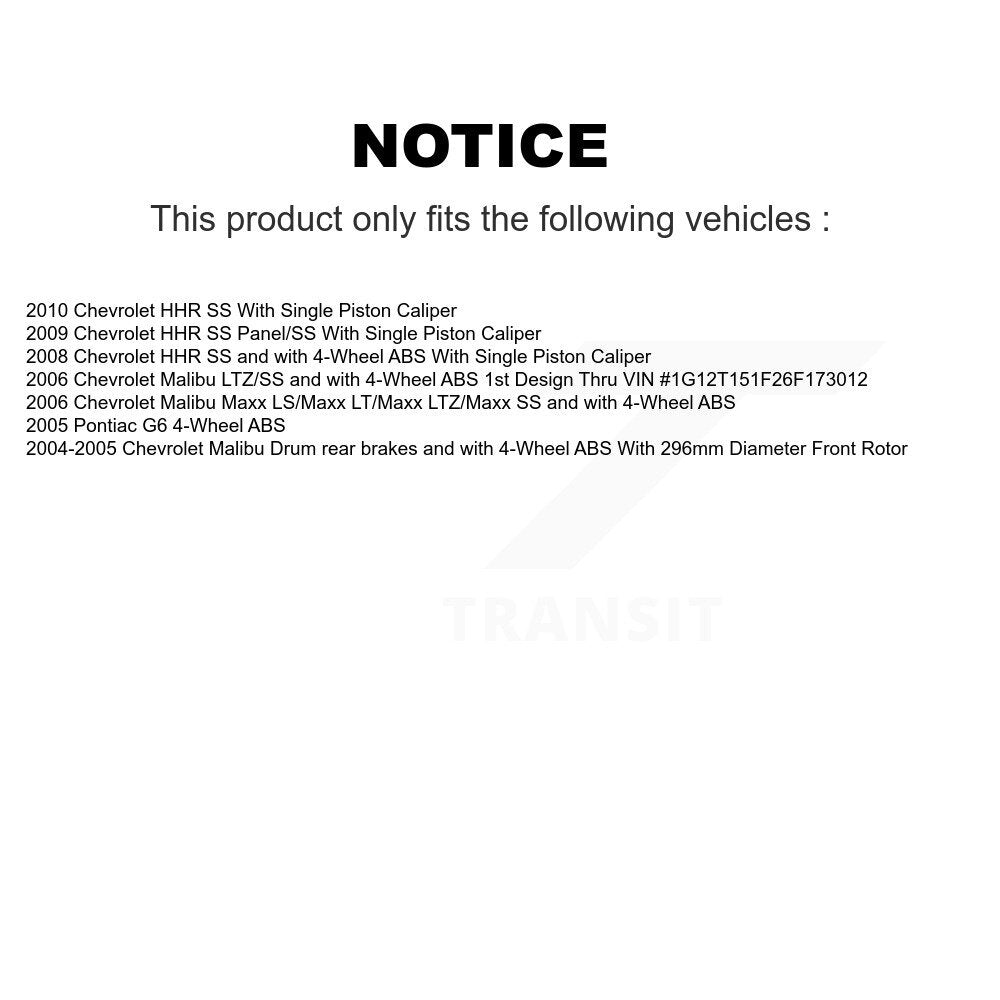 [Avant + Arrière] Kit d'ensemble roulement de roue et moyeu pour Chevrolet Malibu HHR Pontiac G6 KBB-109530