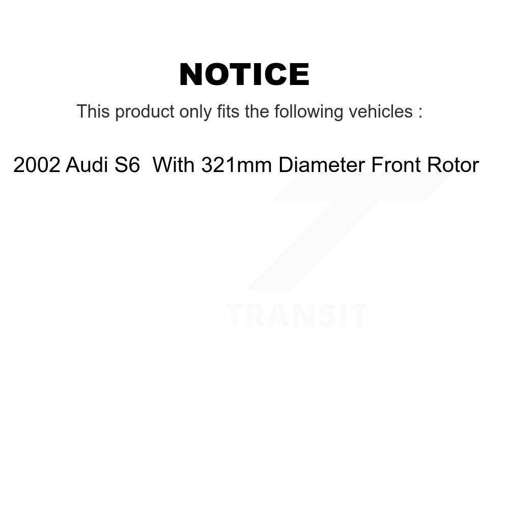 [Avant + Arrière] Kit d'ensemble roulement de roue et moyeu pour 2002 Audi S6 avec 321mm Diameter Rotor KBB-109560