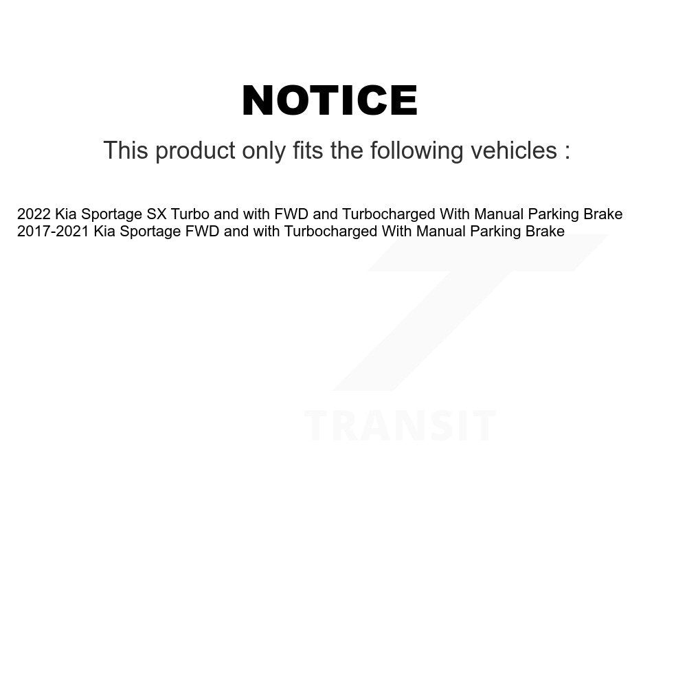 [Avant + Arrière] Kit d'ensemble roulement de roue et moyeu pour 2017-2021 Kia Sportage FWD avec Turbocharged avec Manual Parking KBB-109766