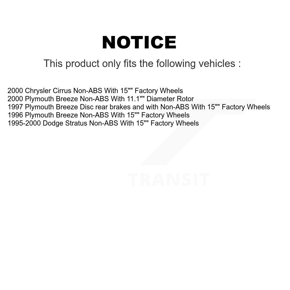 [Avant + Arrière] Kit d'ensemble roulement de roue et moyeu pour Dodge Stratus Chrysler Cirrus Plymouth Breeze KBB-110183