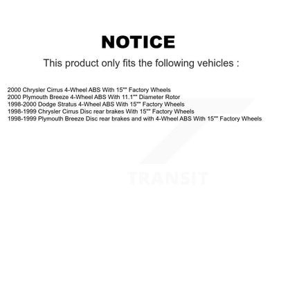 [Avant + Arrière] Kit d'ensemble roulement de roue et moyeu pour Dodge Stratus Chrysler Cirrus Plymouth Breeze KBB-110201