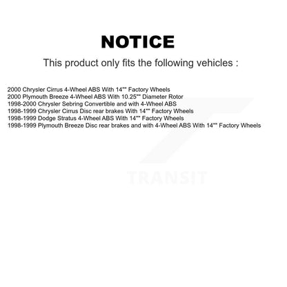 [Avant + Arrière] Kit d'ensemble roulement de roue et moyeu pour Chrysler Sebring Cirrus Dodge Stratus Plymouth Breeze KBB-110204