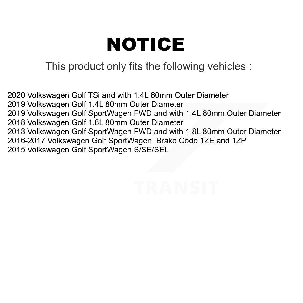 [Avant + Arrière] Kit d'ensemble roulement de roue et moyeu pour Volkswagen Golf SportWagen KBB-110319