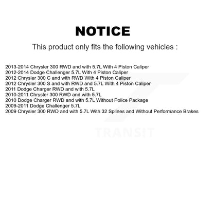 [Avant + Arrière] Kit d'ensemble roulement de roue et moyeu pour Dodge Chrysler 300 Charger Challenger KBB-110337