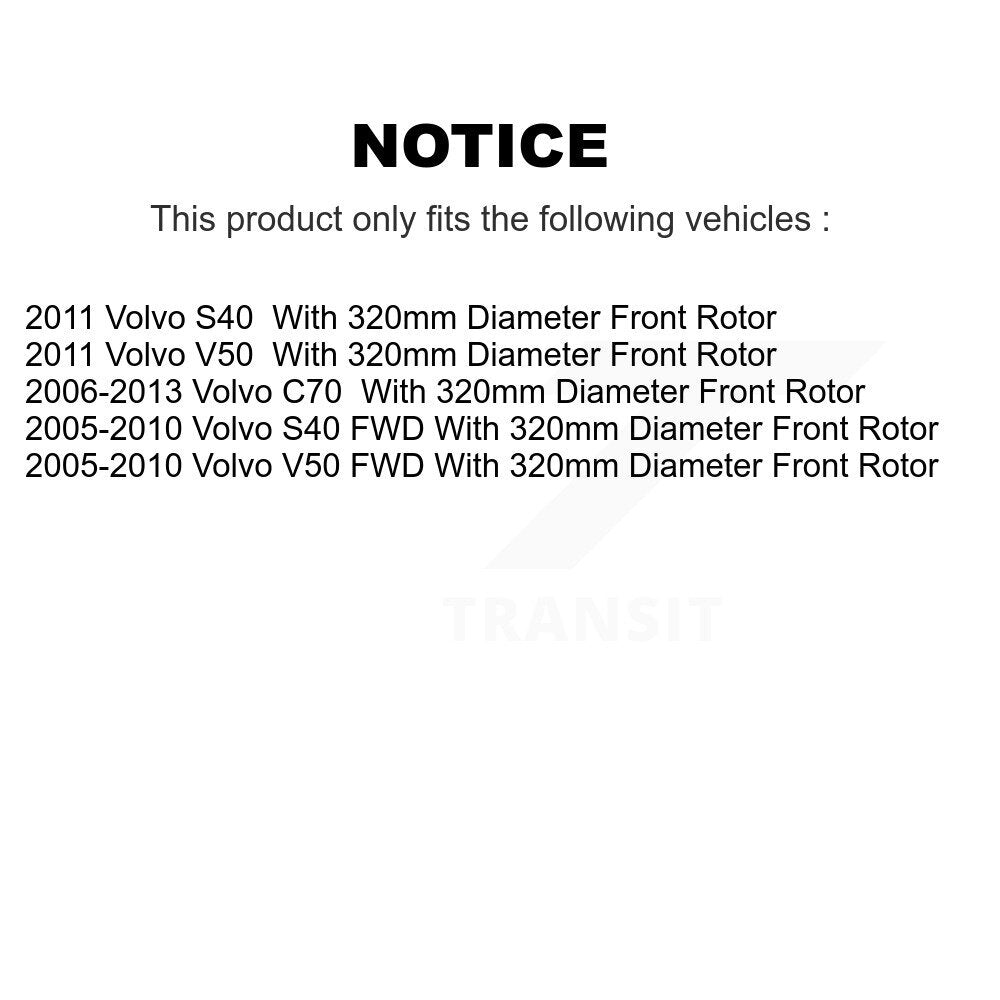 [Avant + Arrière] Kit d'ensemble roulement de roue et moyeu pour Volvo S40 C70 V50 avec 320mm Diameter Rotor KBB-110407