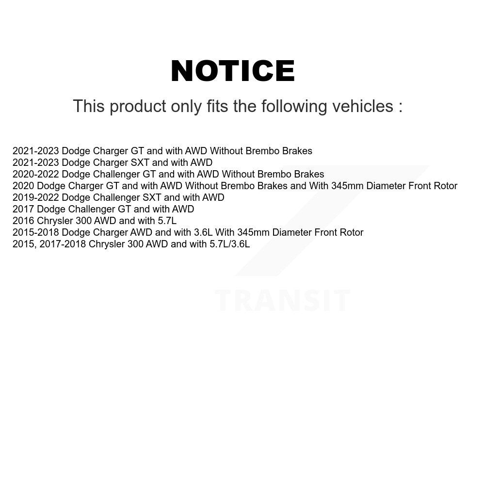 [Avant + Arrière] Kit d'ensemble roulement de roue et moyeu pour Dodge Charger Chrysler 300 Challenger KBB-111321