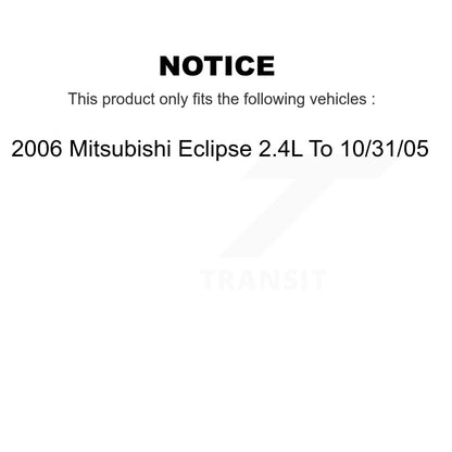 [Avant + Arrière] Kit d'ensemble roulement de roue et moyeu pour 2006 Mitsubishi Eclipse 2.4L To 10 31 05 KBB-111491