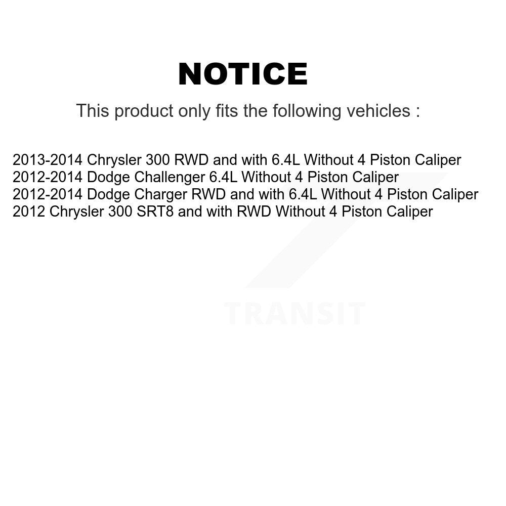 [Avant + Arrière] Kit d'ensemble roulement de roue et moyeu pour 2012 Chrysler 300 SRT8 avec RWD avec Heavy Duty Brakes KBB-111613