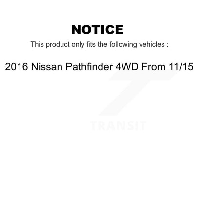 [Avant + Arrière] Kit d'ensemble roulement de roue et moyeu pour 2016 Nissan Pathfinder 4WD From 11 15 KBB-111704