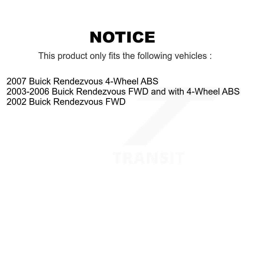 [Avant + Arrière] Kit d'ensemble roulement de roue et moyeu pour Buick Rendezvous KBB-111743