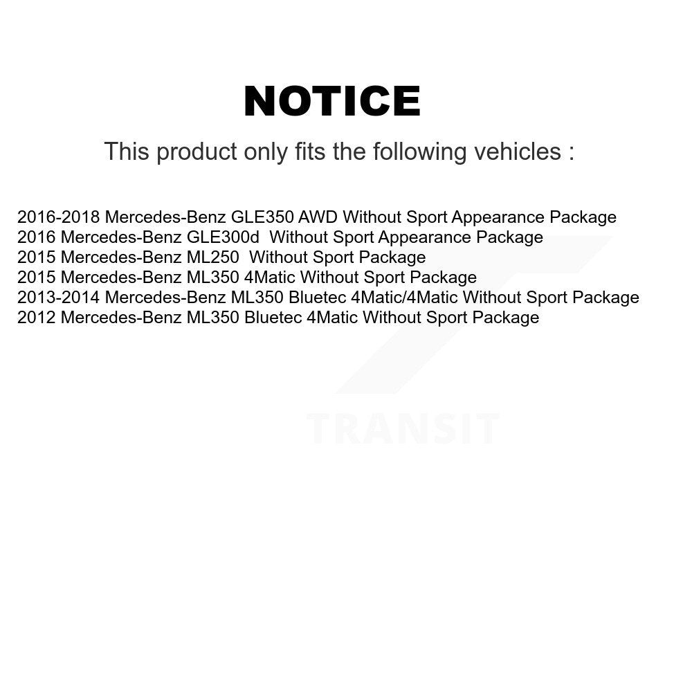 [Avant + Arrière] Kit d'ensemble roulement de roue et moyeu pour Mercedes-Benz ML350 GLE350 ML250 GLE300d KBB-111773
