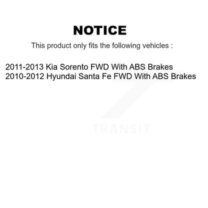[Avant + Arrière] Kit d'ensemble roulement de roue et moyeu pour Kia Sorento Hyundai Santa Fe avec ABS Brakes FWD KBB-112071